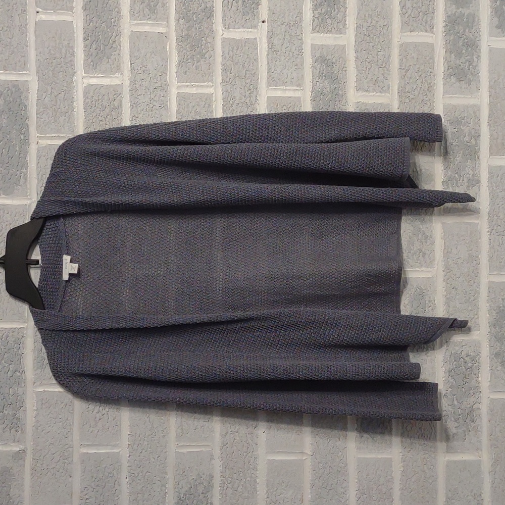 Pure Jill J. Jill Linen Blend Open Front Weave Steel Blue Cardigan Size XSP